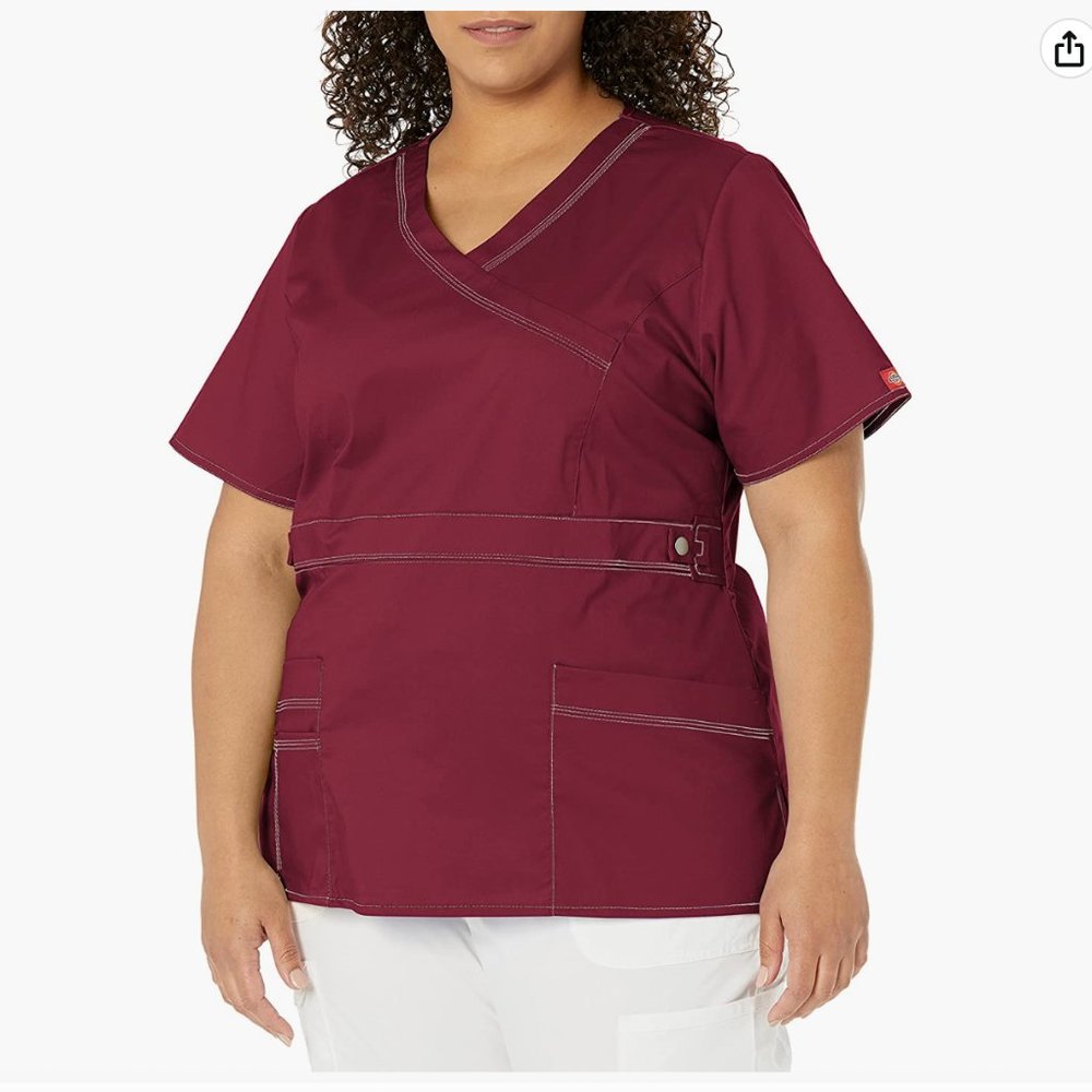 Dickies Gen Flex Women Scrubs Top - Wine